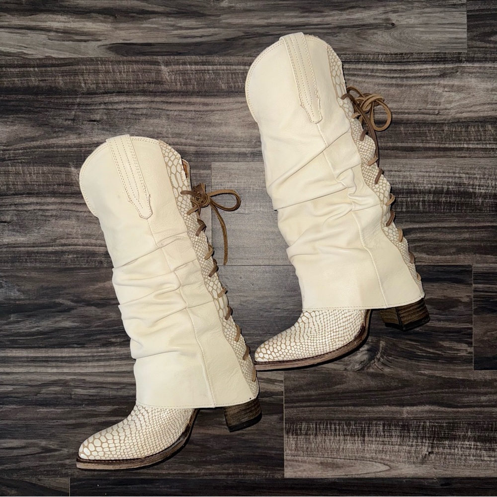 Freebird Jules White Snakeskin Boots